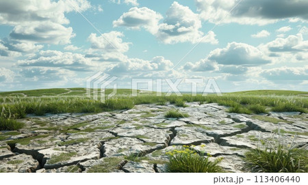 World Day to Combat Desertification and Drought, June 17. From dry cracked land to vibrant greenery, land restoration success story 113406440