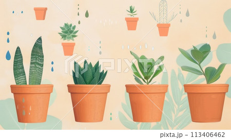 World Day to Combat Desertification and Drought, June 17. Terracotta pots for efficient water use in arid regions, showcasing sustainability and eco-friendly gardening 113406462