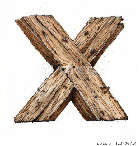Close-up of an old wooden cross on a white background. Isolated on White Background Close-up of an old wooden cross on a white background. Isolated on White Background 113406714