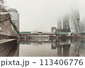 The view of the Moscow City buildings and bridge from the Taras Shevchenko embankment. Photo was taken in sunny winter day. . High quality photo 113406776
