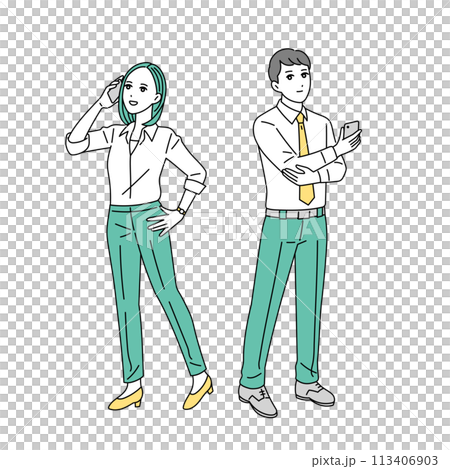 様々な職種のビジネスパーソンの全身イラストセット 113406903