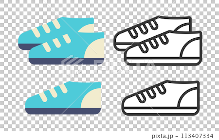 Simple sneaker illustration set 113407334