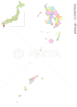 鹿児島 日本 地図 カラフル アイコン 鹿児島 日本 地図 カラフル アイコン 113407932