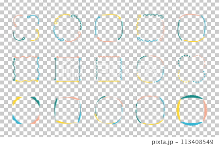 可愛的向量框架設定彩色手繪風格 113408549