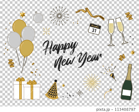 new year gold and silver illustration 113408797