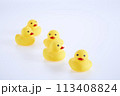 Five Yellow rubber ducks on a white background 113408824