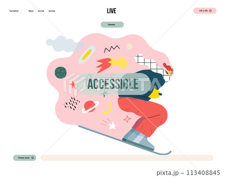 Life Unframed: Cosmic skier -modern flat vector concept illustration of a man skiing in the space. Metaphor of unpredictability, imagination, whimsy, cycle of existence, play, growth and discovery Life Unframed: Cosmic skier -modern flat vector concept illustration of a man skiing in the space. Metaphor of unpredictability, imagination, whimsy, cycle of existence, play, growth and discovery 113408845