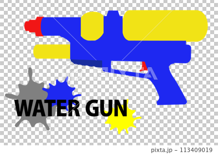フラットイラストの水鉄砲 ウォーターガン 113409019
