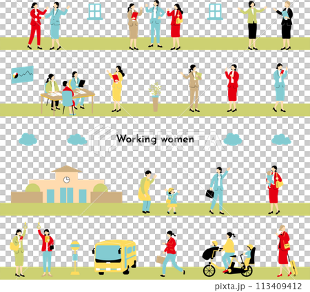 働く女性　ビジネスシーン　シームレス 113409412
