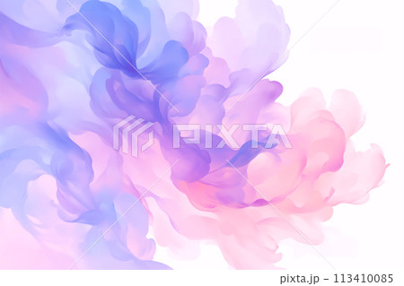 滲んだインクの花のような水彩風抽象的背景 113410085