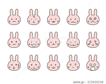 色んな表情のうさぎのイラスト素材 [113410138] - PIXTA