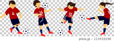 サッカーをするの子どものイラスト素材 113410290