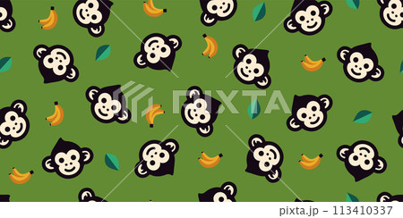 猿とバナナのパターン　背景素材 113410337