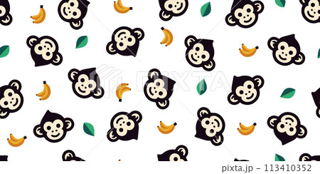 猿とバナナのパターン　背景素材 113410352