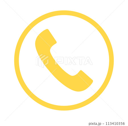 シンプルな黄色の電話アイコン シンプルな黄色の電話アイコン 113410356
