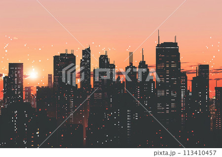 ビル群の見える夜景 113410457