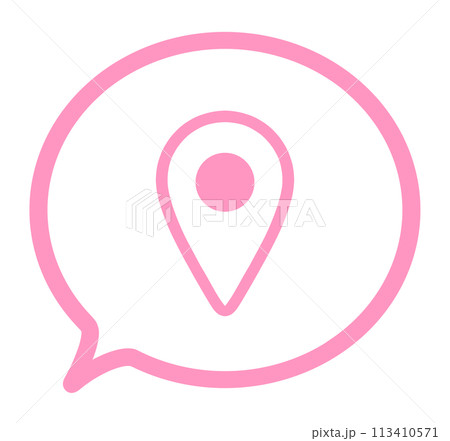 シンプルなピンク色のマップマークと吹き出し 113410571