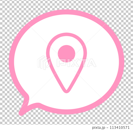 シンプルなピンク色のマップマークと吹き出し 113410571