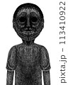 白黒の不気味な少年または幽霊 113410922