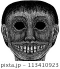 白黒の不気味な少年または幽霊 113410923