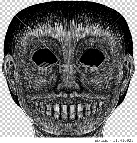 白黒の不気味な少年または幽霊 白黒の不気味な少年または幽霊 113410923