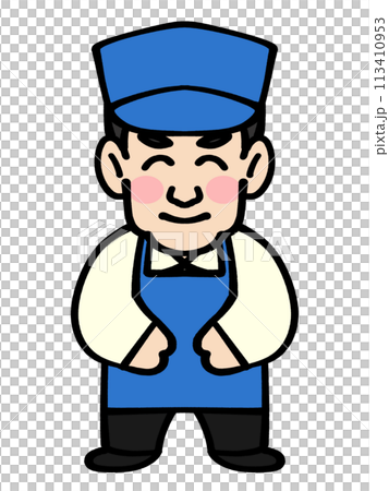 Illustration material of a cafe clerk bowing 113410953