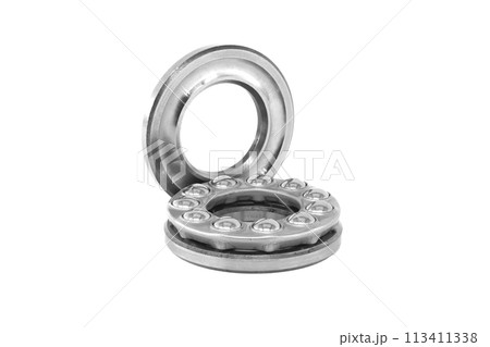Thrust ball bearing isolated on white background 113411338