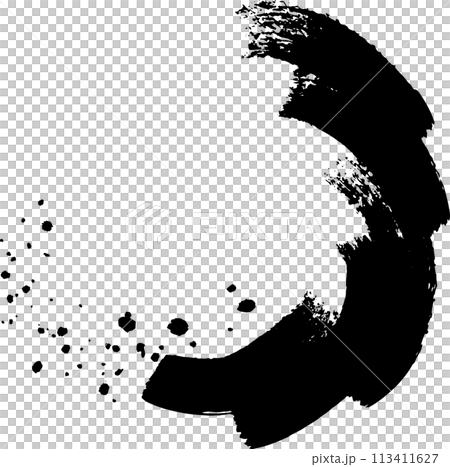 筆で描いたモノクロの飾り枠素材 113411627