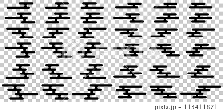 様々な形の和風の雲のベクターイラストセット 113411871