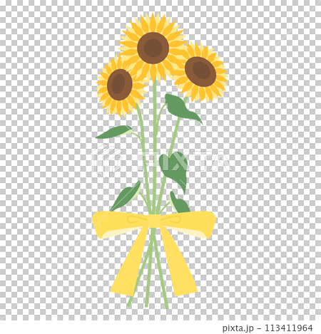 Sunflower bouquet illustration, icon, vector Sunflower bouquet illustration, icon, vector 113411964