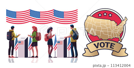 election day concept mix race voters casting ballots at polling place during voting people holding paper ballots horizontal election day concept mix race voters casting ballots at polling place during voting people holding paper ballots horizontal 113412004