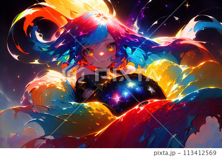 油絵の中に浮き上がる少女【AI生成画像】 113412569