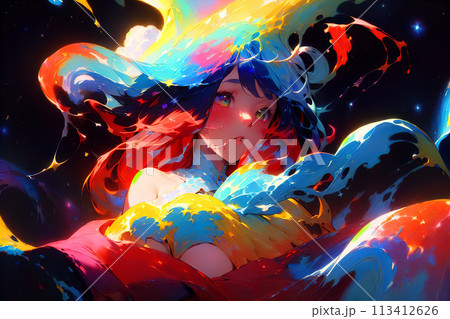 油絵の中に浮き上がる少女【AI生成画像】 113412626