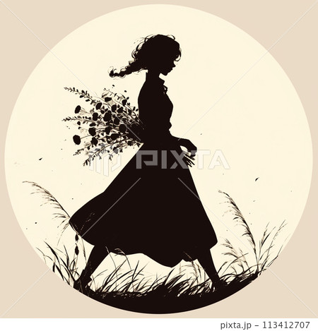 花を持った女性 113412707