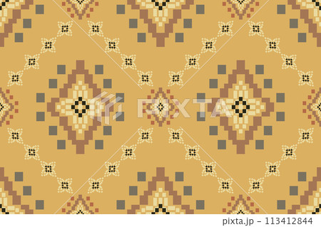 Navajo tribal vector seamless pattern. Native American ornament. Ethnic South Western decor style. Boho geometric ornament. Vector seamless pattern. Mexican blanket, rug. Woven carpet illustration. 113412844