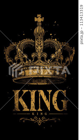 Royal elegance: captivating logo text king design, symbolizing majesty, authority, and regal sophistication, perfect for branding and marketing ventures 113413319