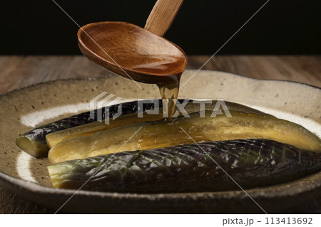 茄子の煮浸し 盛り付け 113413692