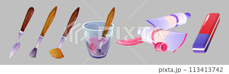 Painting tools set isolated on background 113413742