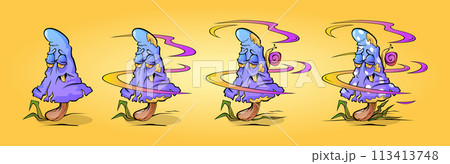 Trippy mushroom funny cartoon character Trippy mushroom funny cartoon character 113413748