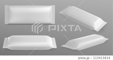 Chocolate bar pack mockup. White candy wrapper Chocolate bar pack mockup. White candy wrapper 113413814