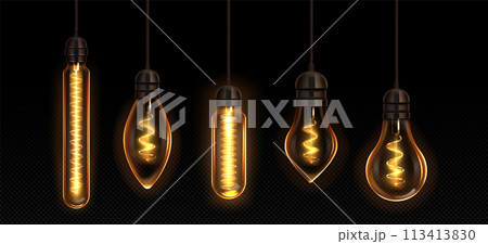 Retro light bulb lamp. Vintage edison filament Retro light bulb lamp. Vintage edison filament 113413830