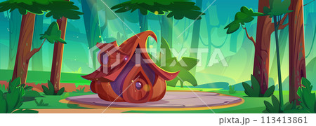 Fairytale gnome house in summer forest Fairytale gnome house in summer forest 113413861
