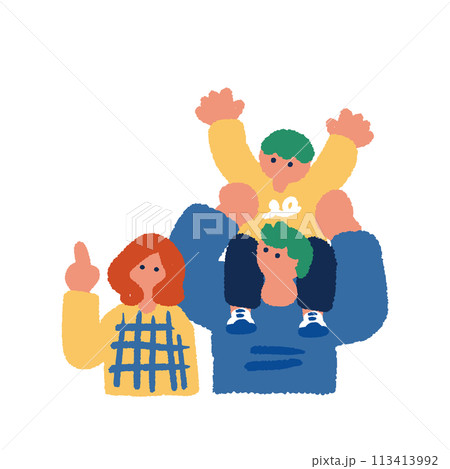 シンプルでフラットな親子のイラスト 113413992