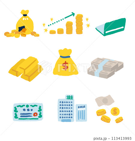 資産運用をイメージするシンプルでフラットなイラスト 113413993