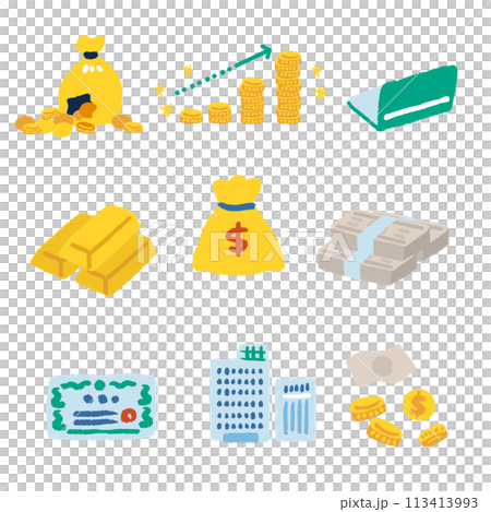 資産運用をイメージするシンプルでフラットなイラスト 113413993