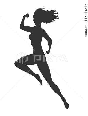 Woman superhero silhouette. Business woman revealed as super hero. Female power concept isolated on white background Woman superhero silhouette. Business woman revealed as super hero. Female power concept isolated on white background 113414217