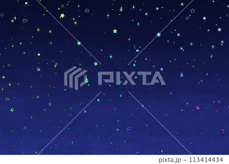 背景素材_水彩の夜空_ホログラム 113414434