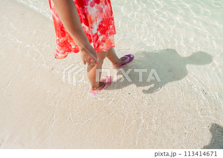 Walking and relaxing on the beach 113414671