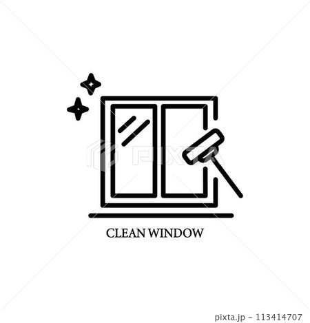 Clean window icon. Thin line clean window, car icon from cleaning collection. Outline vector isolated on white background. Editable clean window symbol can be used web and mobile 113414707