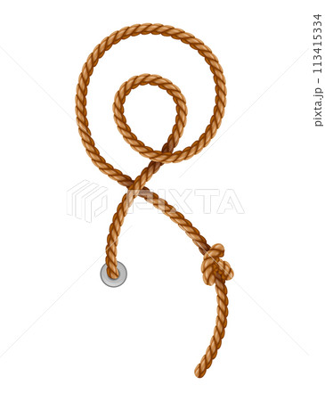 Knotted ropes with tassels and holes. Knot cord curve, rope sailor marine. Curtain tassels, realistic rope elements. Isolated marine twisted loops. Vector illlustration Knotted ropes with tassels and holes. Knot cord curve, rope sailor marine. Curtain tassels, realistic rope elements. Isolated marine twisted loops. Vector illlustration 113415334
